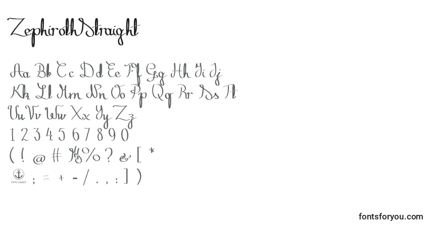 Schriftart ZephirothStraight – Alphabet, Zahlen, spezielle Symbole