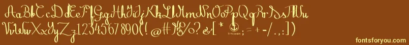 ZephirothStraight-fontti – keltaiset fontit ruskealla taustalla