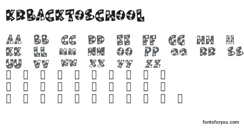 Czcionka KrBackToSchool – alfabet, cyfry, specjalne znaki