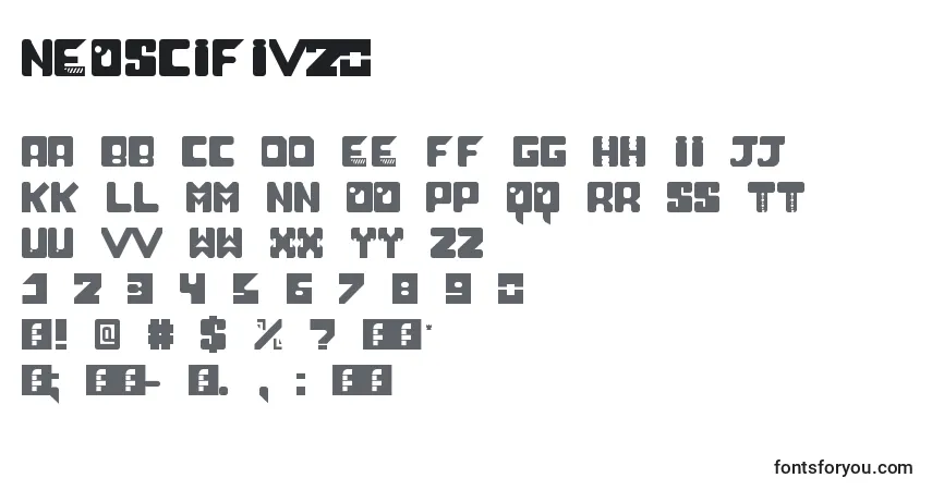 Czcionka NeoScifiV20 – alfabet, cyfry, specjalne znaki