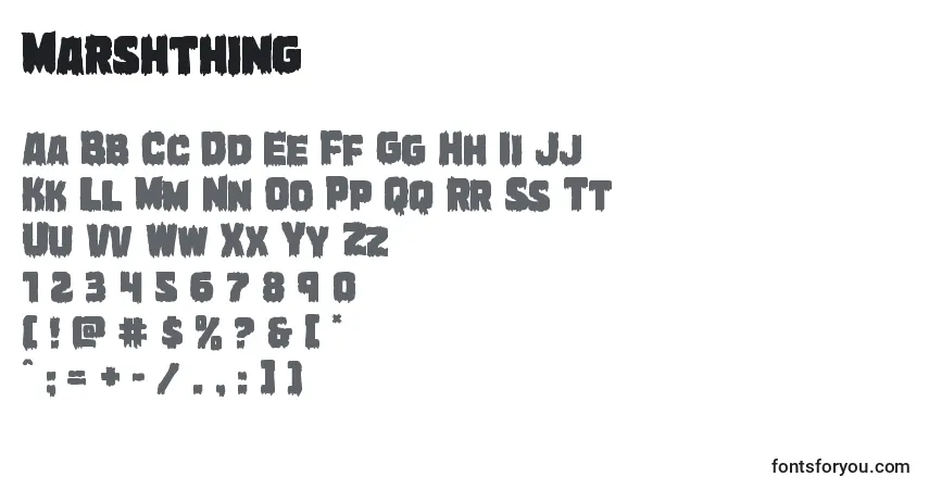 A fonte Marshthing – alfabeto, números, caracteres especiais