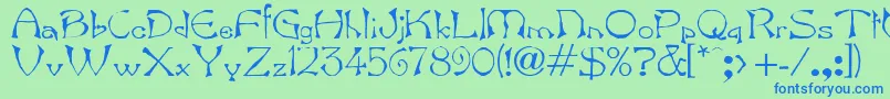 Bard-Schriftart – Blaue Schriften auf grünem Hintergrund