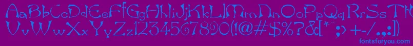 Bard-Schriftart – Blaue Schriften auf violettem Hintergrund