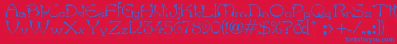 Bard Font – Blue Fonts on Red Background