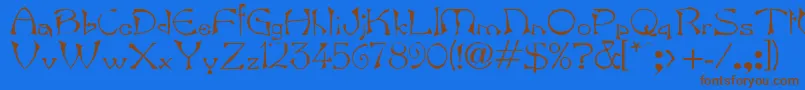 フォントBard – 茶色の文字が青い背景にあります。