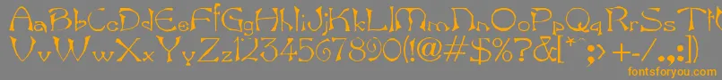 フォントBard – オレンジの文字は灰色の背景にあります。