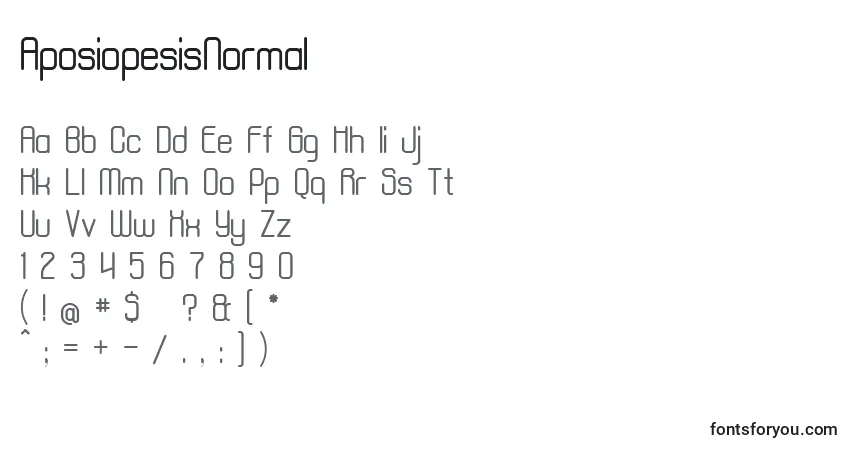 Schriftart AposiopesisNormal – Alphabet, Zahlen, spezielle Symbole