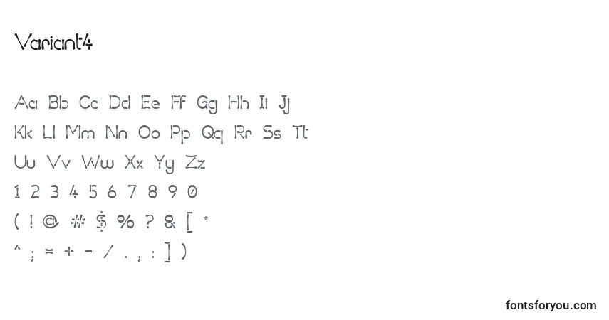 A fonte Variant4 – alfabeto, números, caracteres especiais