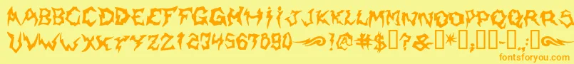 フォントShaman – オレンジの文字が黄色の背景にあります。