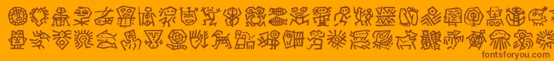Weitere Informationen zur DfAncestorItcTt-Schriftart DfAncestorItcTt-Schriftart – Braune Schriften auf orangefarbenem Hintergrund