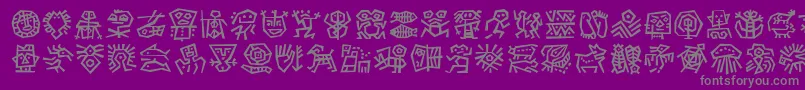 DfAncestorItcTt-Schriftart – Graue Schriften auf violettem Hintergrund