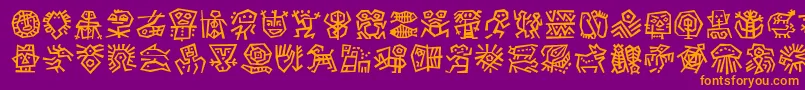 DfAncestorItcTt-Schriftart – Orangefarbene Schriften auf violettem Hintergrund