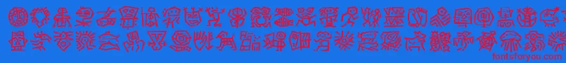 DfAncestorItcTt-fontti – punaiset fontit sinisellä taustalla