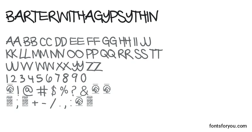 Шрифт BarterwithagypsyThin – алфавит, цифры, специальные символы