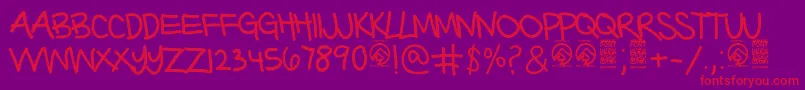 BarterwithagypsyThin Font – Red Fonts on Purple Background