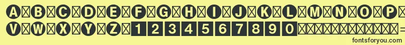 Bundesbahnpistd1-fontti – mustat fontit keltaisella taustalla