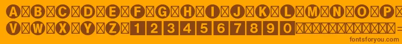 Bundesbahnpistd1-fontti – ruskeat fontit oranssilla taustalla