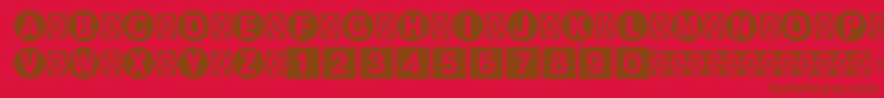 Bundesbahnpistd1-Schriftart – Braune Schriften auf rotem Hintergrund