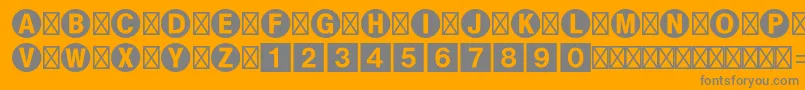Bundesbahnpistd1-Schriftart – Graue Schriften auf orangefarbenem Hintergrund