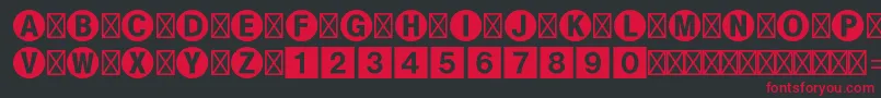 フォントBundesbahnpistd1 – 黒い背景に赤い文字