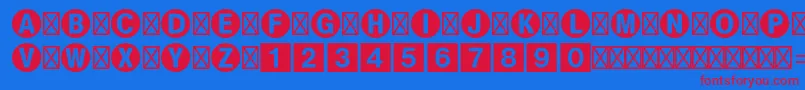 Bundesbahnpistd1-fontti – punaiset fontit sinisellä taustalla