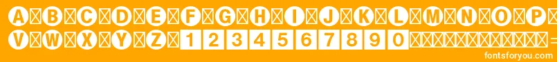 Bundesbahnpistd1-Schriftart – Weiße Schriften auf orangefarbenem Hintergrund