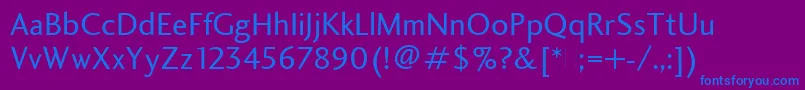 CharlotteSansBookPlain Font – Blue Fonts on Purple Background