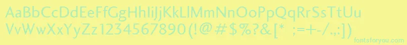 CharlotteSansBookPlain Font – Green Fonts on Yellow Background