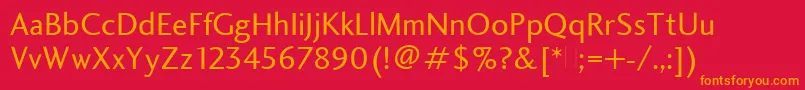 CharlotteSansBookPlain Font – Orange Fonts on Red Background