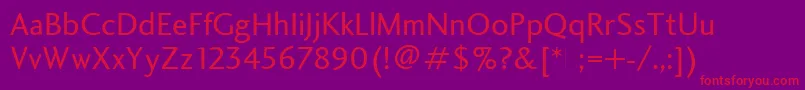 フォントCharlotteSansBookPlain – 紫の背景に赤い文字