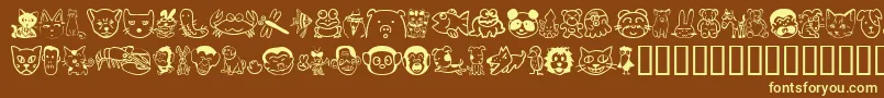 Sakabeanimal01 Font – Yellow Fonts on Brown Background