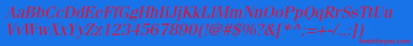 FenicestdOblique Font – Red Fonts on Blue Background