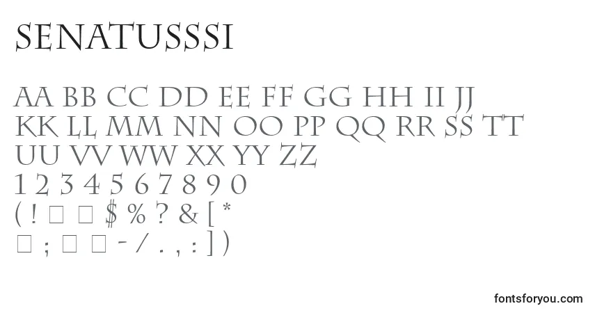 A fonte SenatusSsi – alfabeto, números, caracteres especiais
