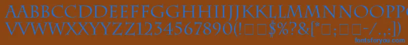 Weitere Informationen zur SenatusSsi-Schriftart SenatusSsi-Schriftart – Blaue Schriften auf braunem Hintergrund
