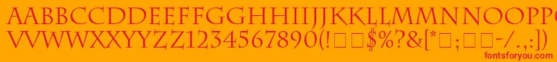 SenatusSsi-Schriftart – Rote Schriften auf orangefarbenem Hintergrund