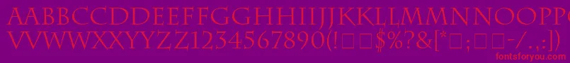 SenatusSsi-Schriftart – Rote Schriften auf violettem Hintergrund