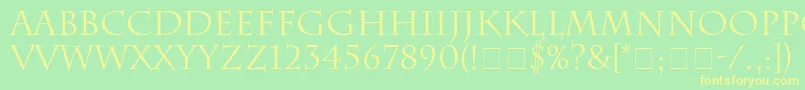 フォントSenatusSsi – 黄色の文字が緑の背景にあります