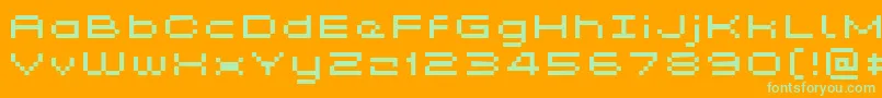 Kyrou5WideXtnd-Schriftart – Grüne Schriften auf orangefarbenem Hintergrund