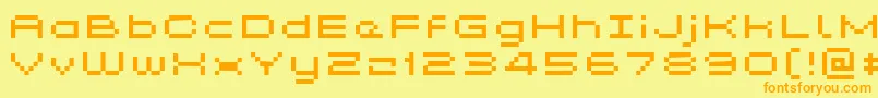 Kyrou5WideXtnd-Schriftart – Orangefarbene Schriften auf gelbem Hintergrund