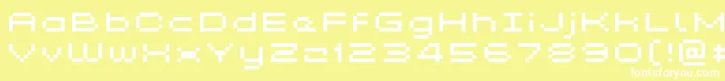 Fonte Kyrou5WideXtnd – fontes brancas em um fundo amarelo