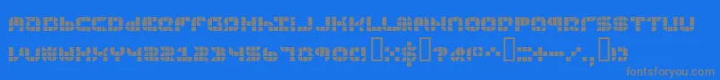 9sqgrg-fontti – harmaat kirjasimet sinisellä taustalla