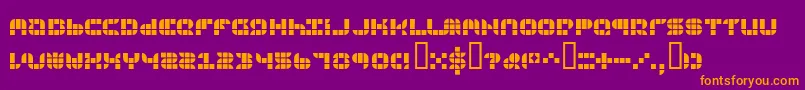 9sqgrg-fontti – oranssit fontit violetilla taustalla
