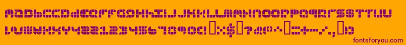 9sqgrg-fontti – violetit fontit oranssilla taustalla