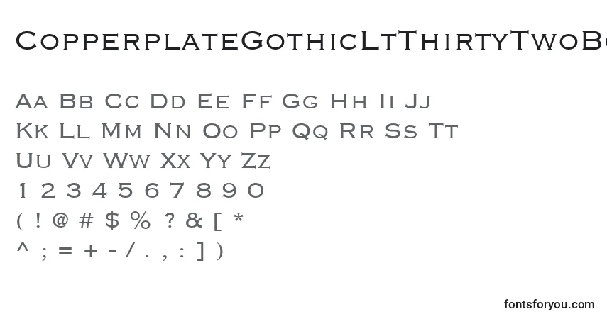 Czcionka CopperplateGothicLtThirtyTwoBc – alfabet, cyfry, specjalne znaki
