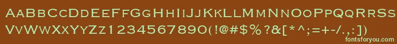 CopperplateGothicLtThirtyTwoBc-fontti – vihreät fontit ruskealla taustalla
