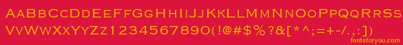 フォントCopperplateGothicLtThirtyTwoBc – 赤い背景にオレンジの文字