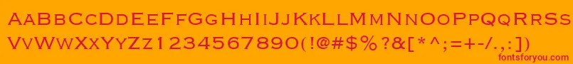 Fonte CopperplateGothicLtThirtyTwoBc – fontes vermelhas em um fundo laranja