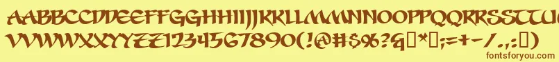 Sevesbrgフォントについての詳細 フォントSevesbrg – 茶色の文字が黄色の背景にあります。