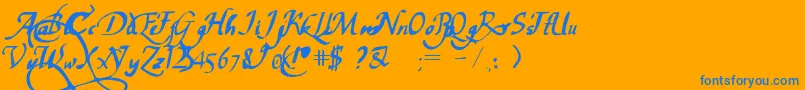 PwChancelaresca Font – Blue Fonts on Orange Background