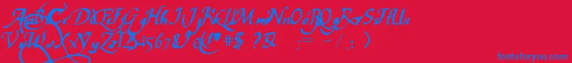 PwChancelaresca Font – Blue Fonts on Red Background